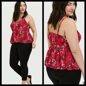 Torrid‎ Women’s Pink Leopard Print Chiffon Peplum Sleeveless Blouse Size 5X